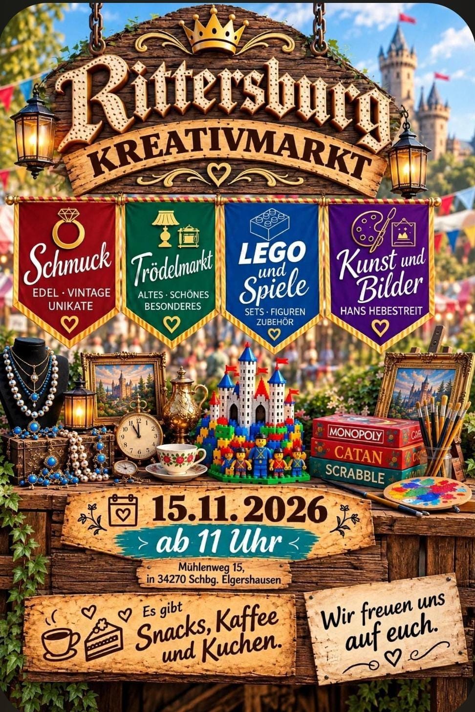 Plakat: Rittersburg Kreativmarkt am 15. November 2026 ab 11 Uhr